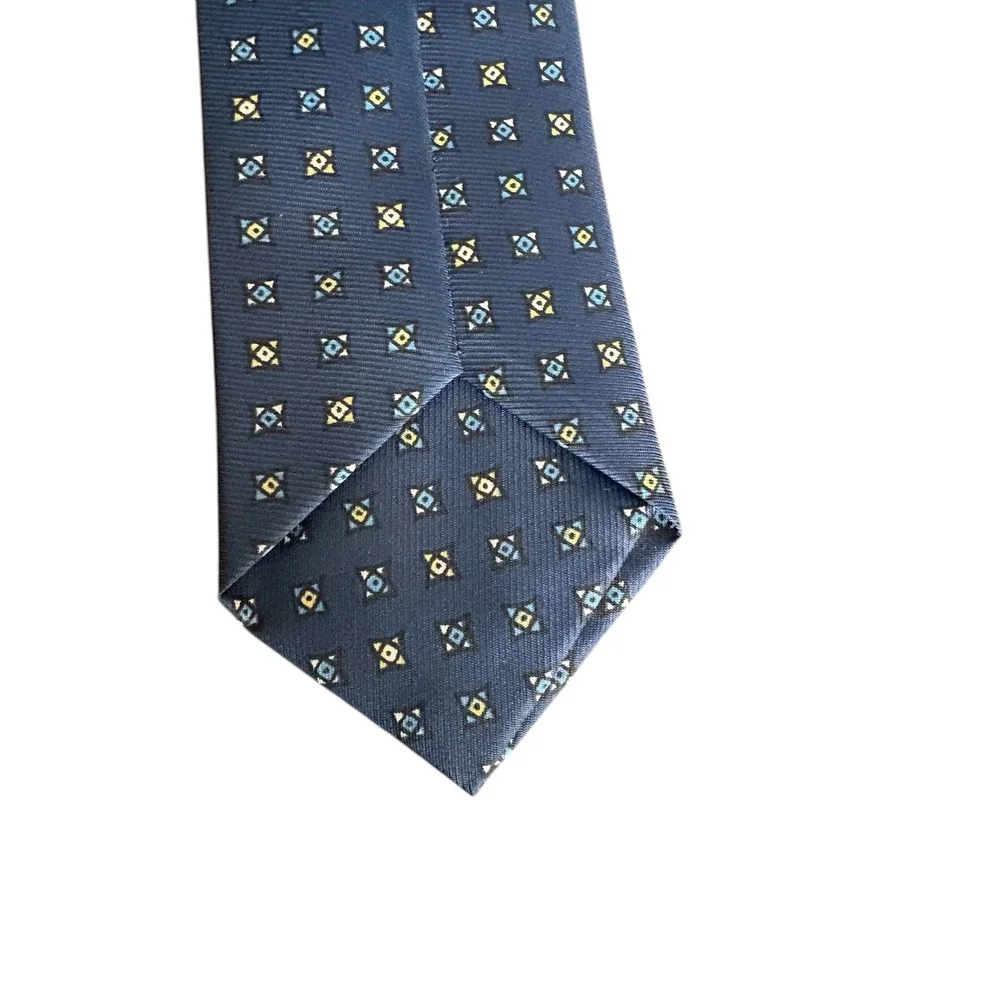 Sears‎ Blue Geometric Slim Tie 55x2.25 Boys Mens Narrow Necktie